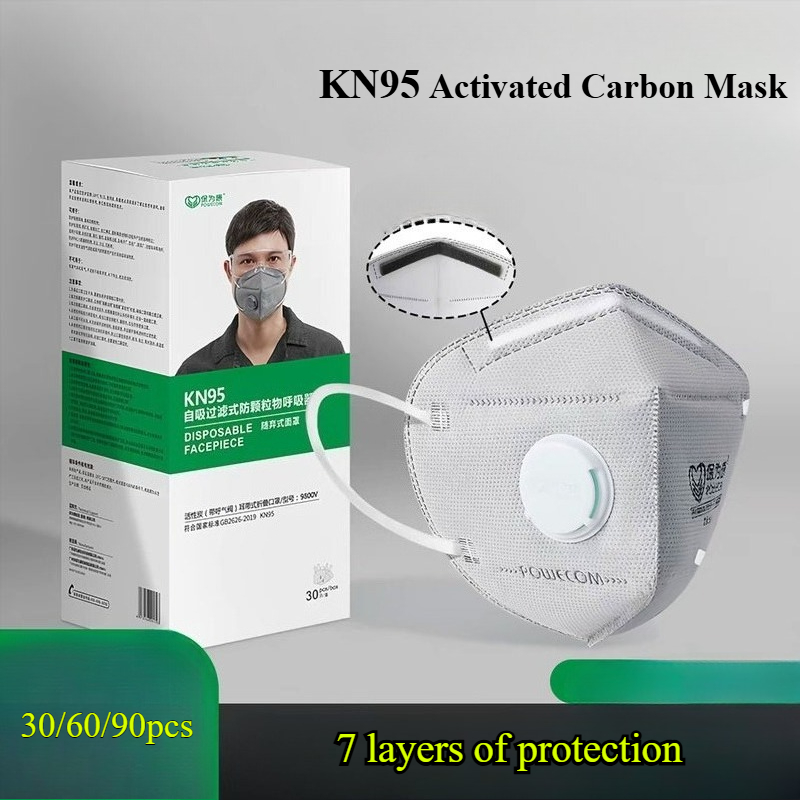 Kn95 Respirator Mask - 30/60/90 Stück Aktivkohle-Ventil KN95 Staubmaske für