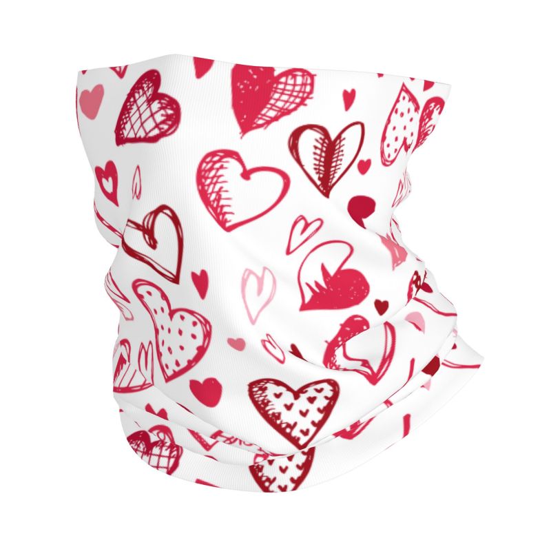 Neck Gaiter Face Cover - Rosa-rote Herz-Bandana-Halswärmer für Damen und Herren
