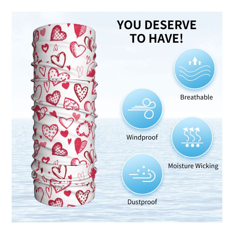 Rosa-rote Herz-Bandana-Halswär – Neck Gaiter Face Cover Bewertung und Preis